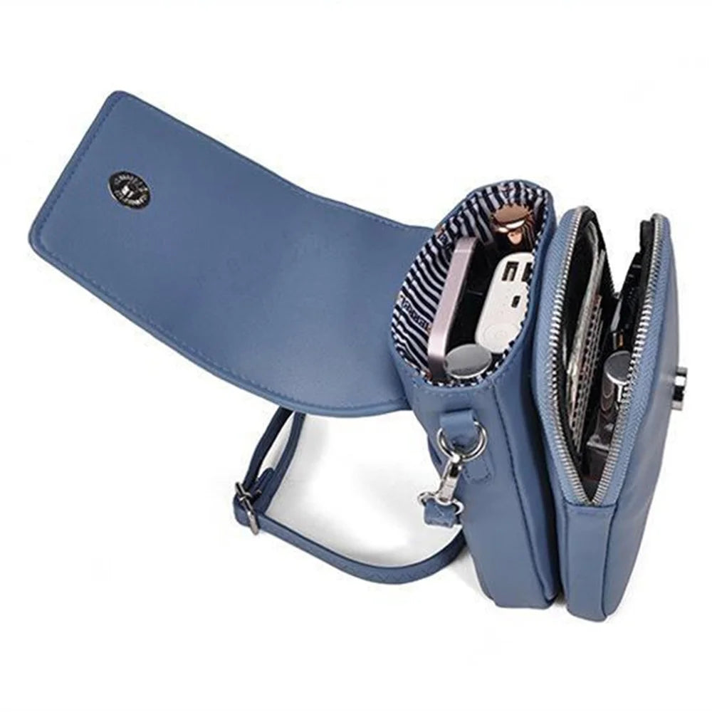 PIERRE LOUES PL614-44 PU Leather Women Crossbody Bag Phone Cosmetics Carrying Bag - Blue - 3