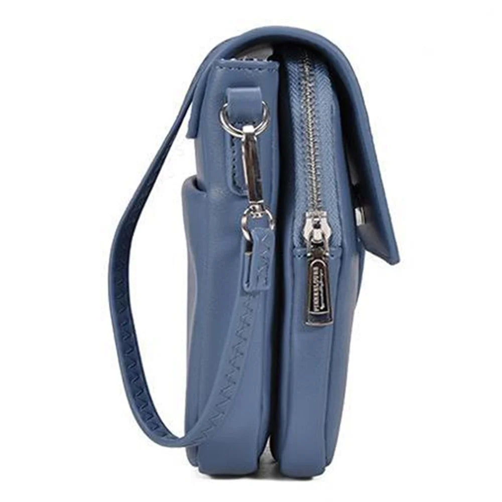 PIERRE LOUES PL614-44 PU Leather Women Crossbody Bag Phone Cosmetics Carrying Bag - Blue - 4