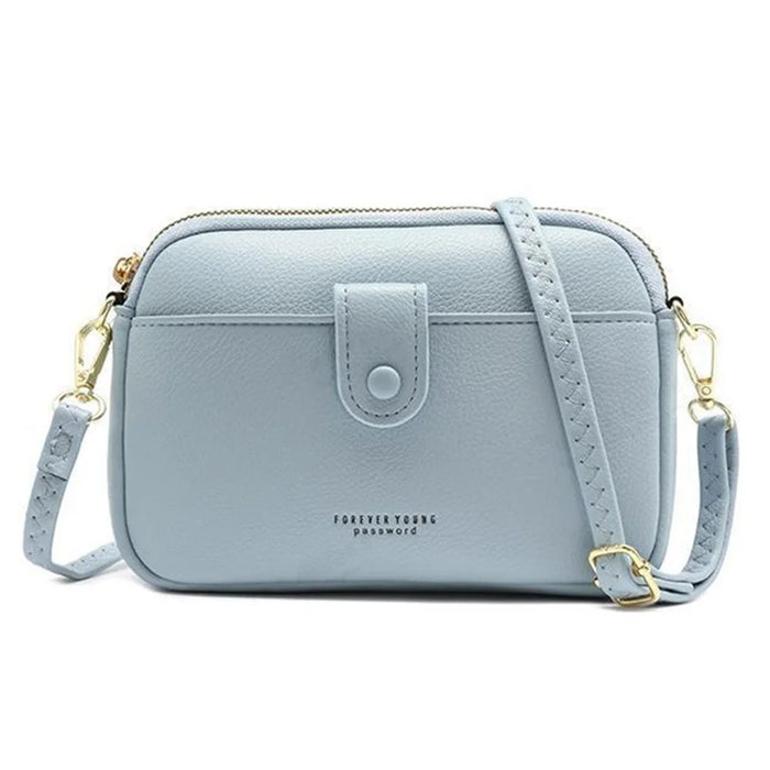 FOREVER YOUNG PL614-64 PU Leather Crossbody Bag Solid Color Women Shoulder Bag - Blue - 1