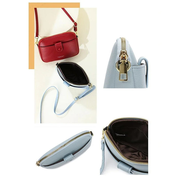 FOREVER YOUNG PL614-64 PU Leather Crossbody Bag Solid Color Women Shoulder Bag - Blue - 2