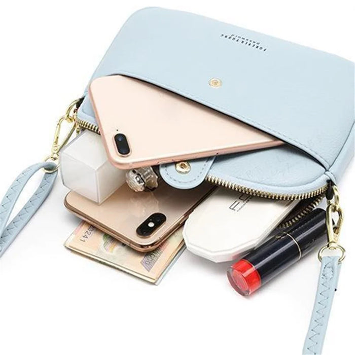 FOREVER YOUNG PL614-64 PU Leather Crossbody Bag Solid Color Women Shoulder Bag - Blue - 3