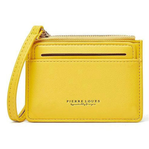 PIERRE LOUES PL19-45B Solid Color Women Coin Purse PU Leather Small Wallet - Yellow - 1