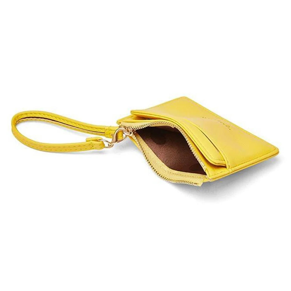 PIERRE LOUES PL19-45B Solid Color Women Coin Purse PU Leather Small Wallet - Yellow - 3