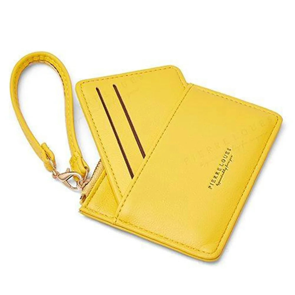 PIERRE LOUES PL19-45B Solid Color Women Coin Purse PU Leather Small Wallet - Yellow - 4
