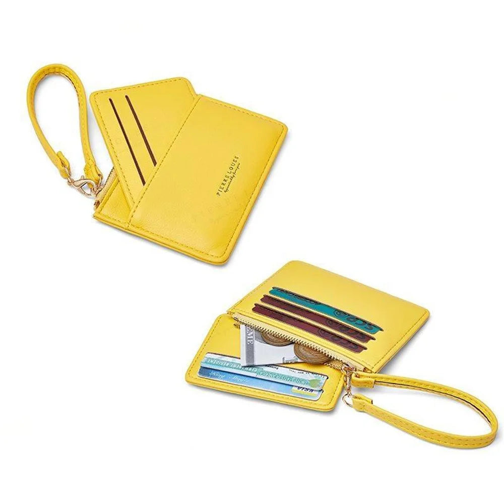PIERRE LOUES PL19-45B Solid Color Women Coin Purse PU Leather Small Wallet - Yellow - 5
