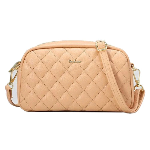 PIERRE LOUES PL614-68 Rhombus Design PU Leather Women Single Shoulder Crossbody Bag - Yellow - 1
