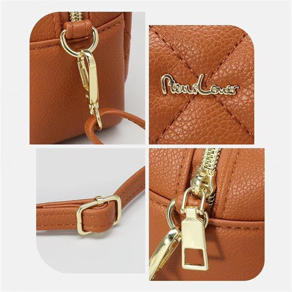 PIERRE LOUES PL614-68 Rhombus Design PU Leather Women Single Shoulder Crossbody Bag - Yellow - 2