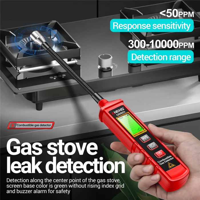 ANENG GN803 Combustible Gas Detector with Indicator Screen, Flexible Hose Methane Tester - 4