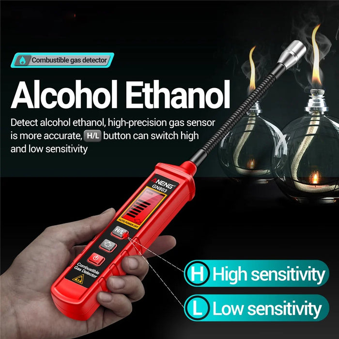 ANENG GN803 Combustible Gas Detector with Indicator Screen, Flexible Hose Methane Tester - 7
