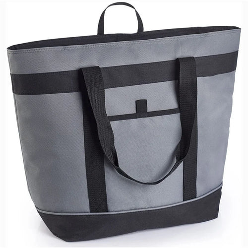 Large Capacity Insulated Lunch Tote Bag Picnic Single Shoulder Cooler Bag - Light Grey - 1