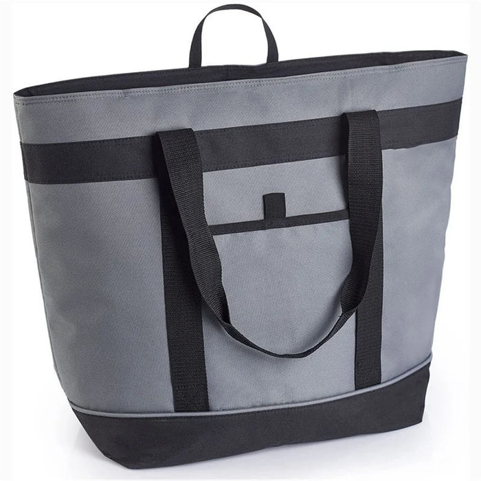 Large Capacity Insulated Lunch Tote Bag Picnic Single Shoulder Cooler Bag - Light Grey - 1