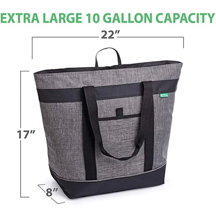 Large Capacity Insulated Lunch Tote Bag Picnic Single Shoulder Cooler Bag - Light Grey - 6
