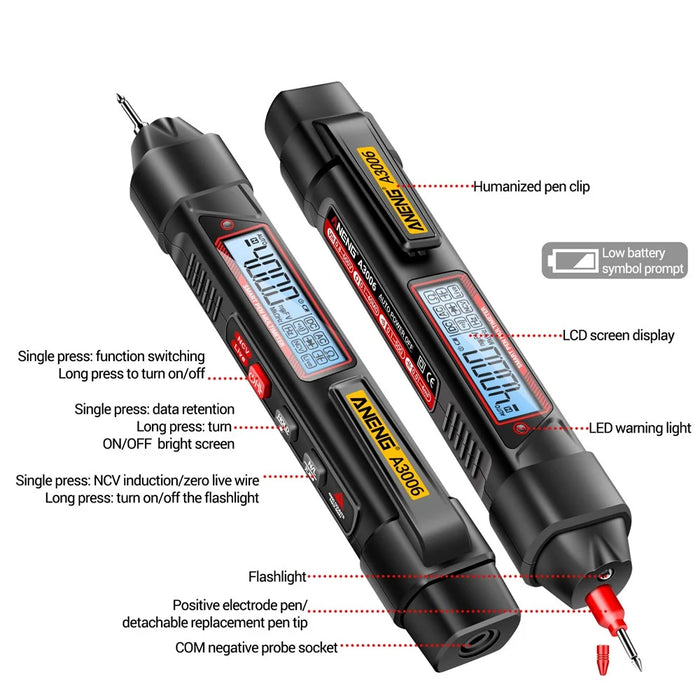 ANENG A3006 4000 Counts Digital Multimeter AC / DC Voltage Tester Electrician Tool, High-end Version - 6