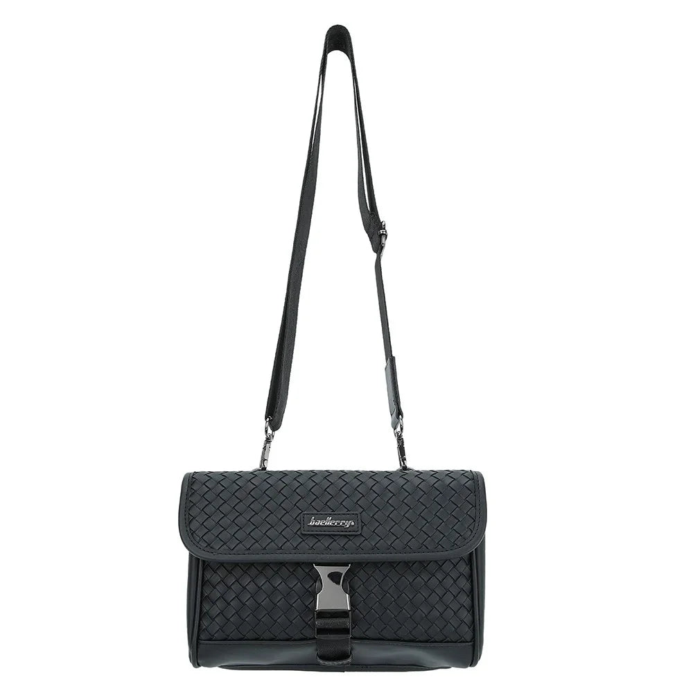 BAELLERRY N8926 Business Men Shoulder Bag Woven PU Leather Crossbody Bag - 1