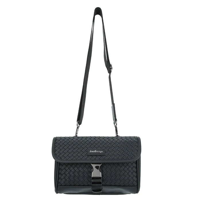 BAELLERRY N8926 Business Men Shoulder Bag Woven PU Leather Crossbody Bag - 1