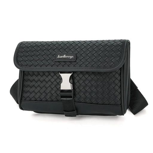 BAELLERRY N8926 Business Men Shoulder Bag Woven PU Leather Crossbody Bag - 2