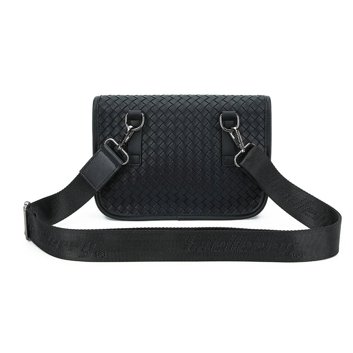 BAELLERRY N8926 Business Men Shoulder Bag Woven PU Leather Crossbody Bag - 3