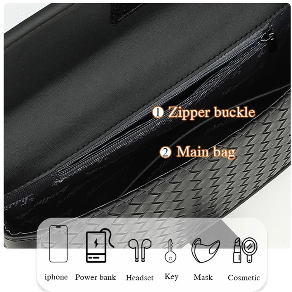 BAELLERRY N8926 Business Men Shoulder Bag Woven PU Leather Crossbody Bag - 4
