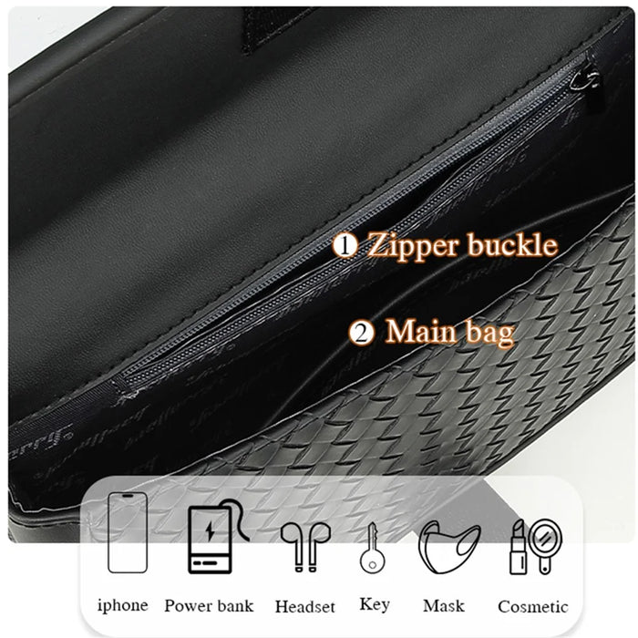 BAELLERRY N8926 Business Men Shoulder Bag Woven PU Leather Crossbody Bag - 4