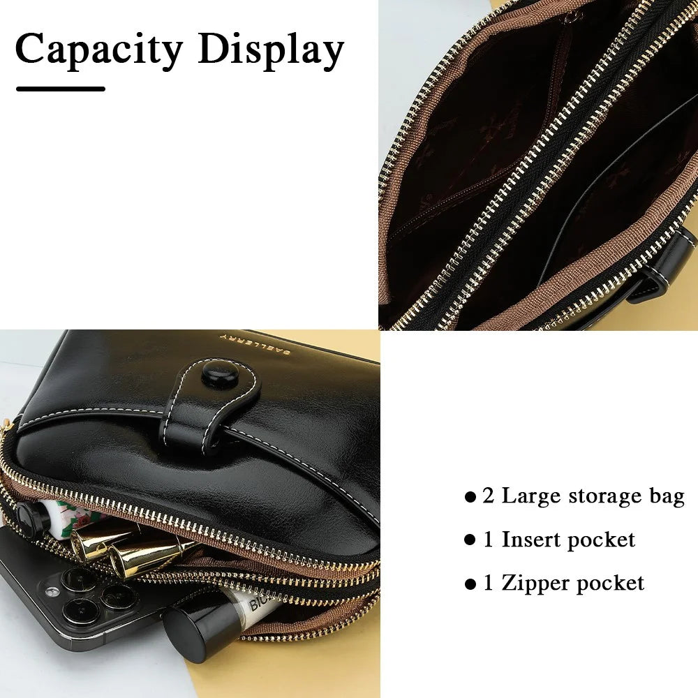 BAELLERRY N8924 Women Dual Layer Shoulder Bag PU Leather Small Crossbody Bag - Black - 5