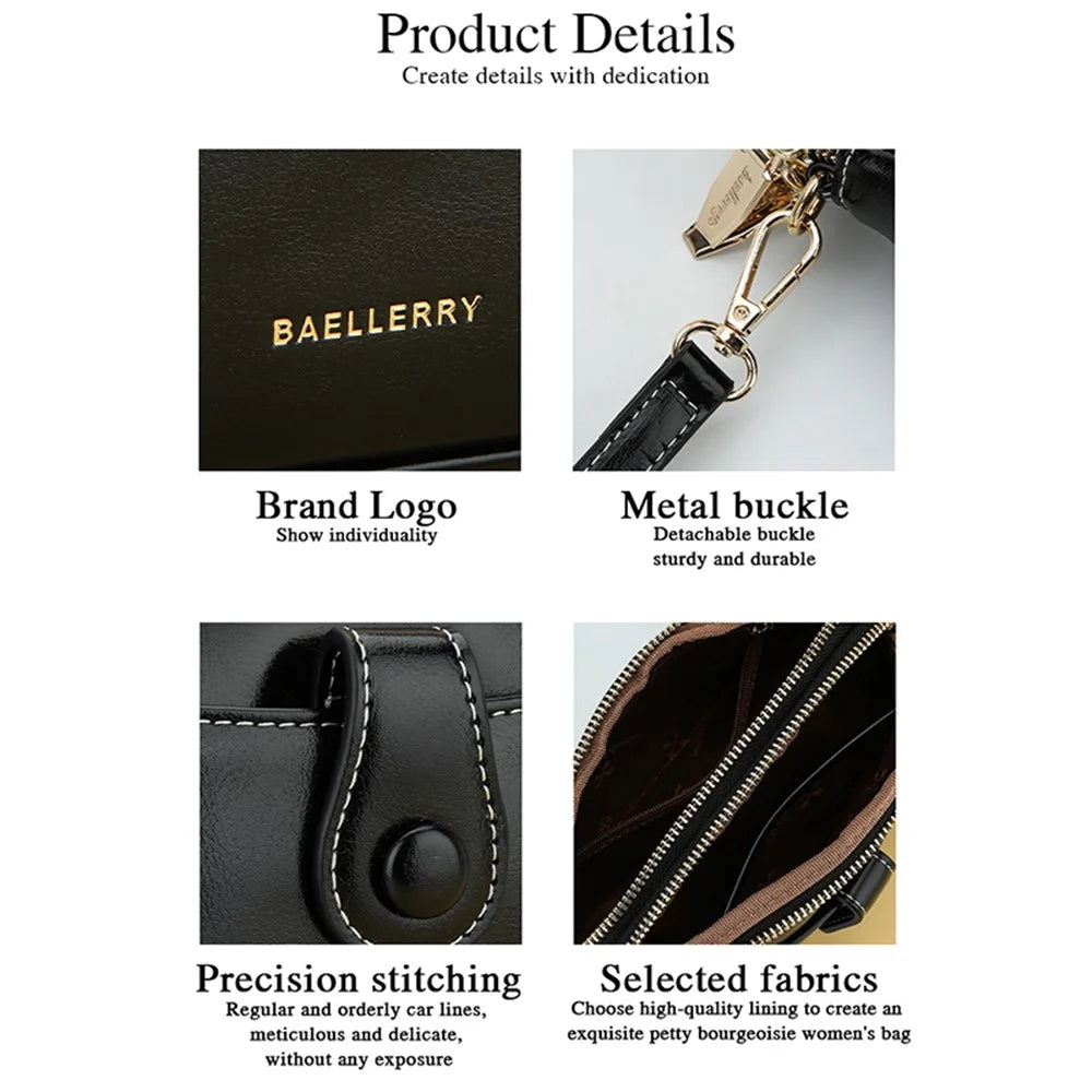 BAELLERRY N8924 Women Dual Layer Shoulder Bag PU Leather Small Crossbody Bag - Black - 6