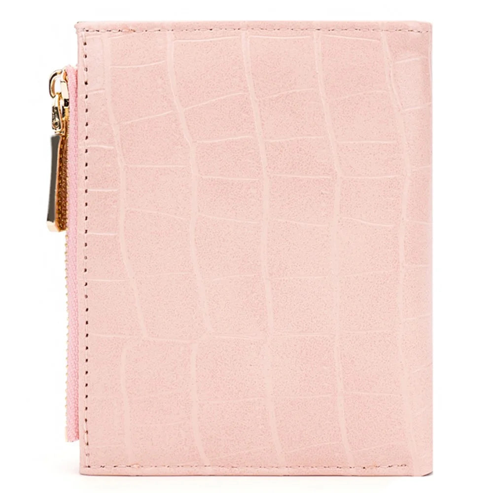 BAELLERRY N8327 Fashion Stone Texture PU Leather Women Bi-fold Short Wallet - Pink - 4