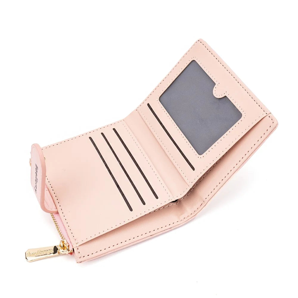 BAELLERRY N8327 Fashion Stone Texture PU Leather Women Bi-fold Short Wallet - Pink - 7