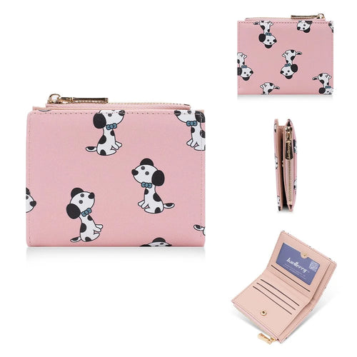 BAELLERRY N8328 Cartoon Dog Pattern Women PU Leather Zipper Pocket Short Wallet - Pink - 1