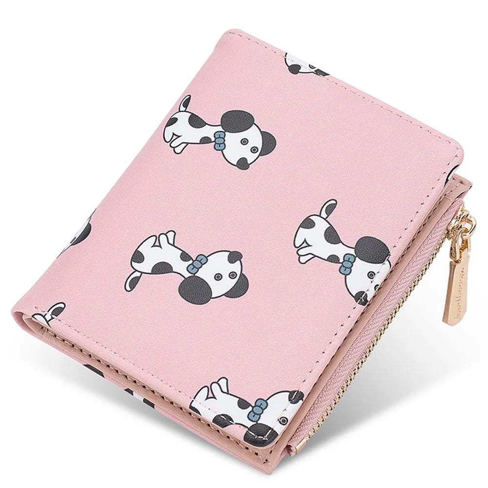 BAELLERRY N8328 Cartoon Dog Pattern Women PU Leather Zipper Pocket Short Wallet - Pink - 4