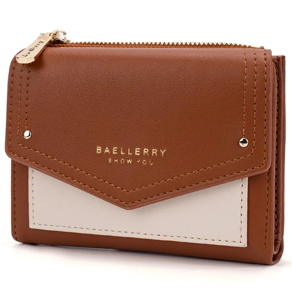 BAELLERRY N8326 Splicing Color Teen Girls Wallet PU Leather Card Storage Holder Pouch - Dark Brown - 2