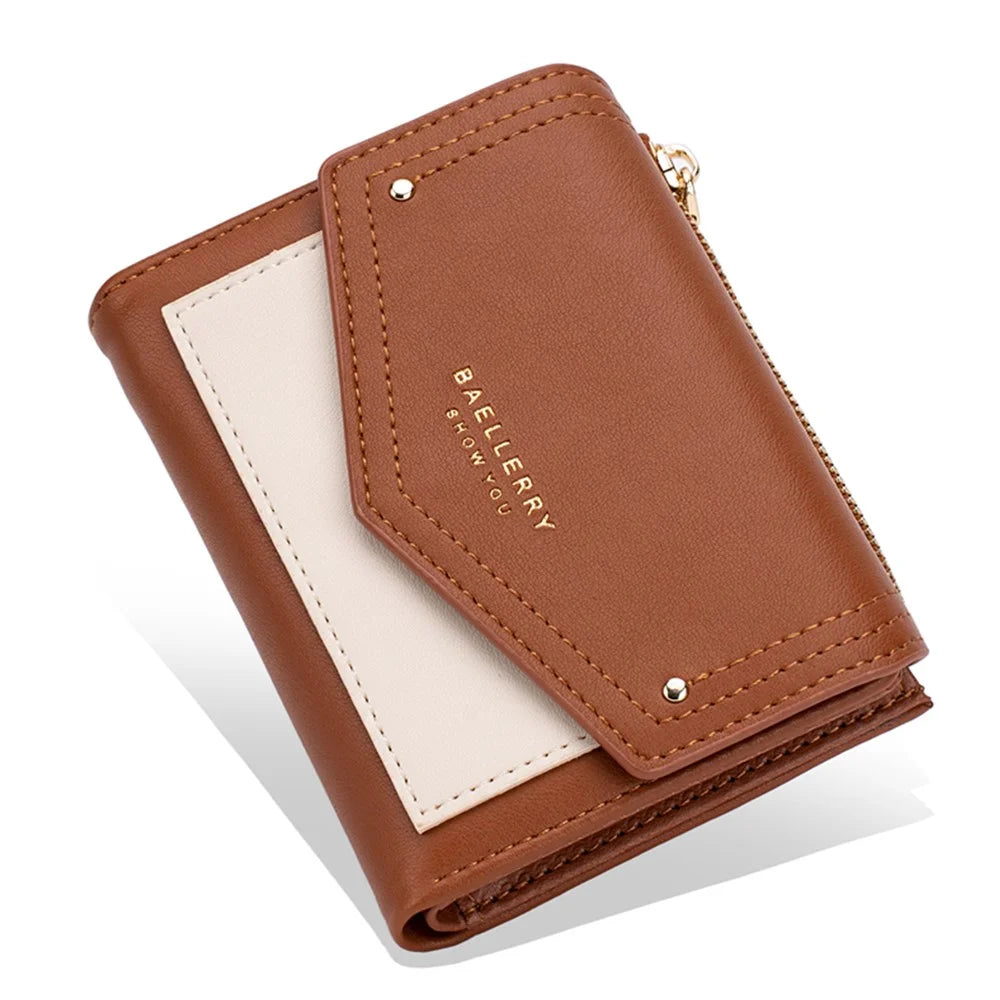 BAELLERRY N8326 Splicing Color Teen Girls Wallet PU Leather Card Storage Holder Pouch - Dark Brown - 5