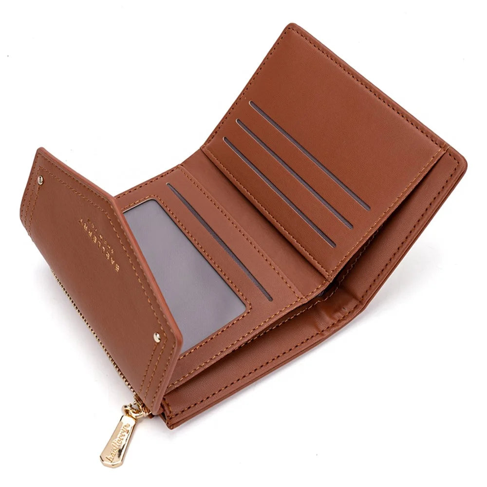 BAELLERRY N8326 Splicing Color Teen Girls Wallet PU Leather Card Storage Holder Pouch - Dark Brown - 6