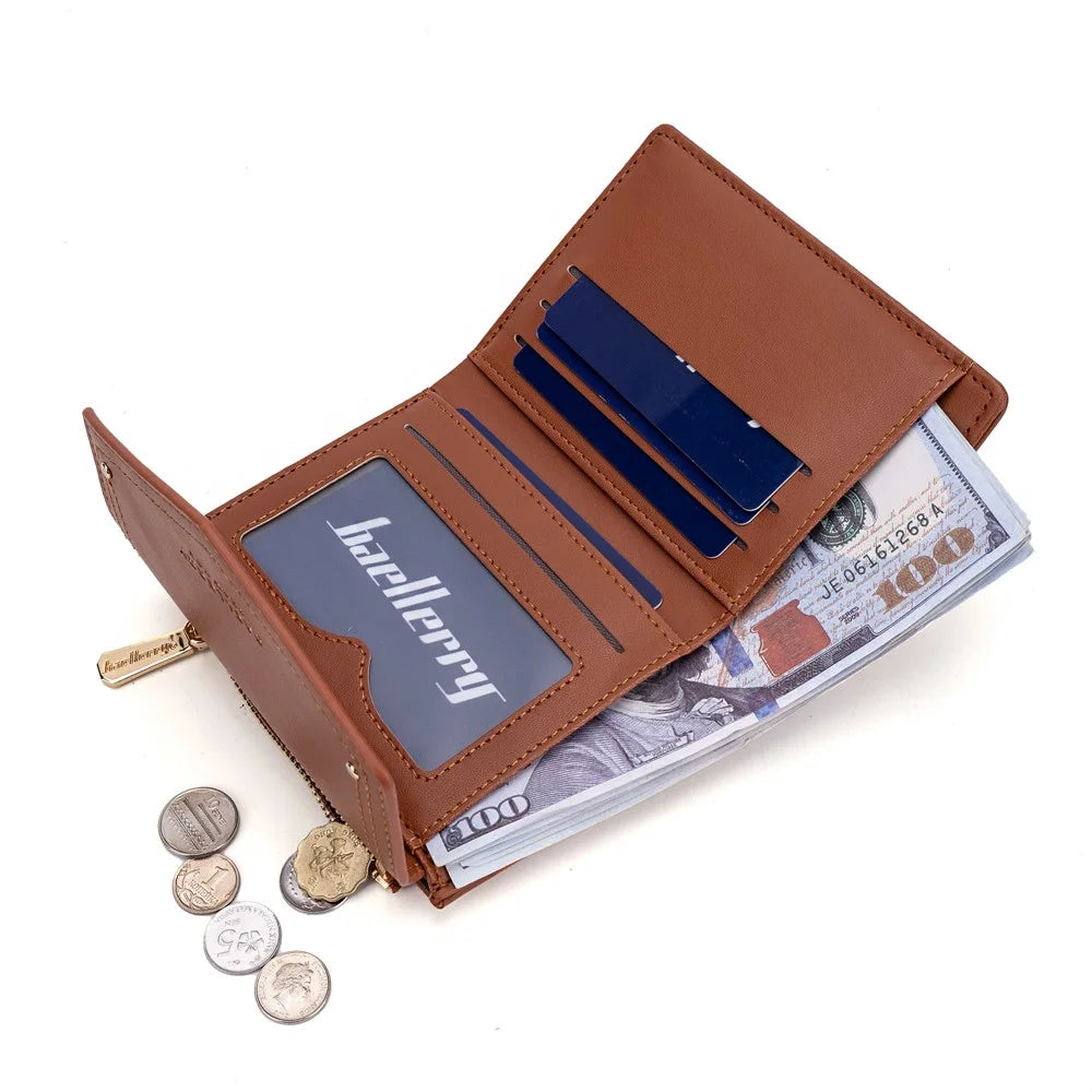 BAELLERRY N8326 Splicing Color Teen Girls Wallet PU Leather Card Storage Holder Pouch - Dark Brown - 7