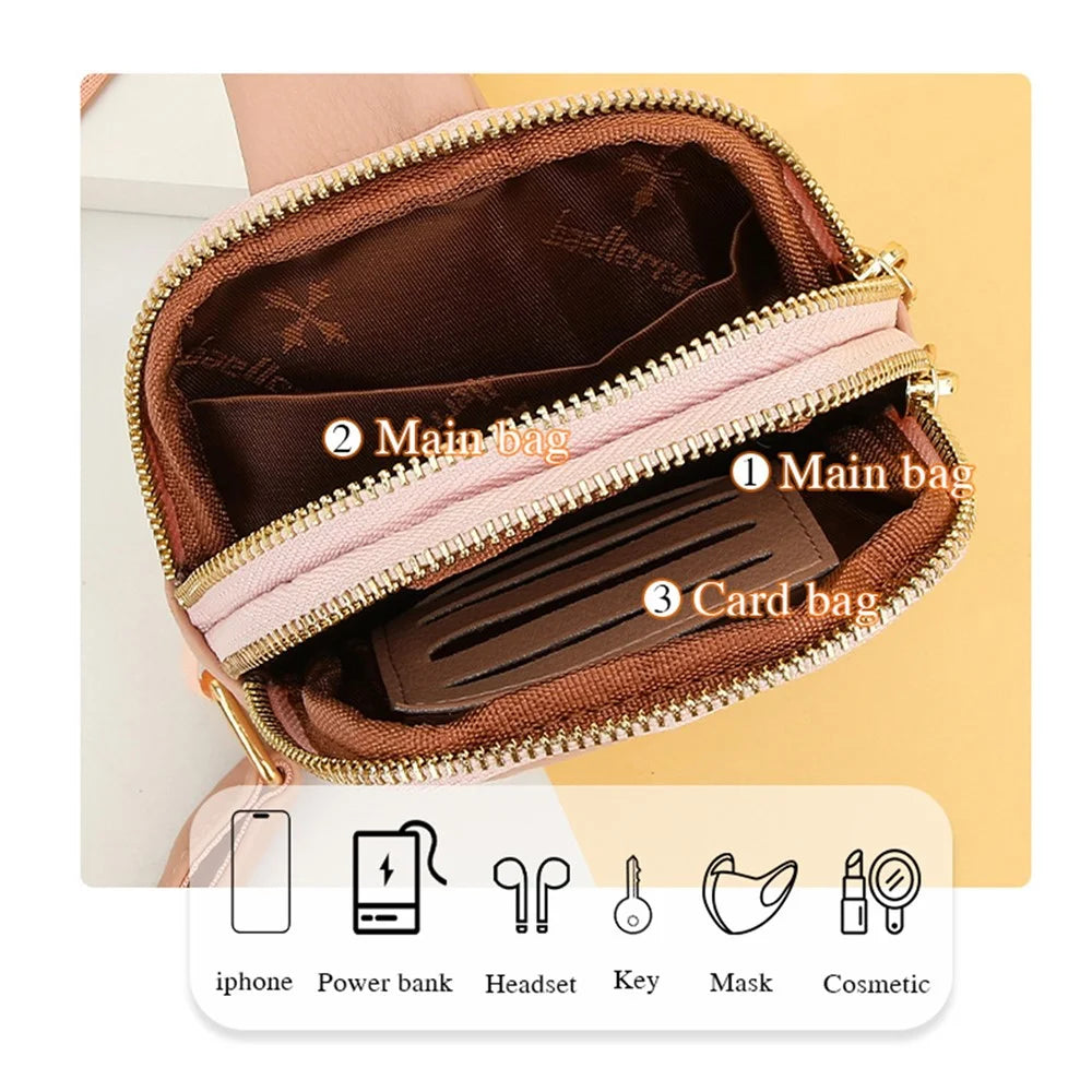 BAELLERRY N8916 Women's PU Leather Chest Bag Crossbody Bag Phone Pouch Purse - Pink - 3