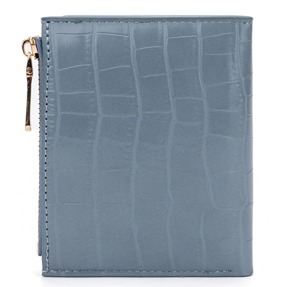 BAELLERRY N8325 Women Stone Texture PU Leather Zipper Pocket Short Wallet - Baby Blue - 5