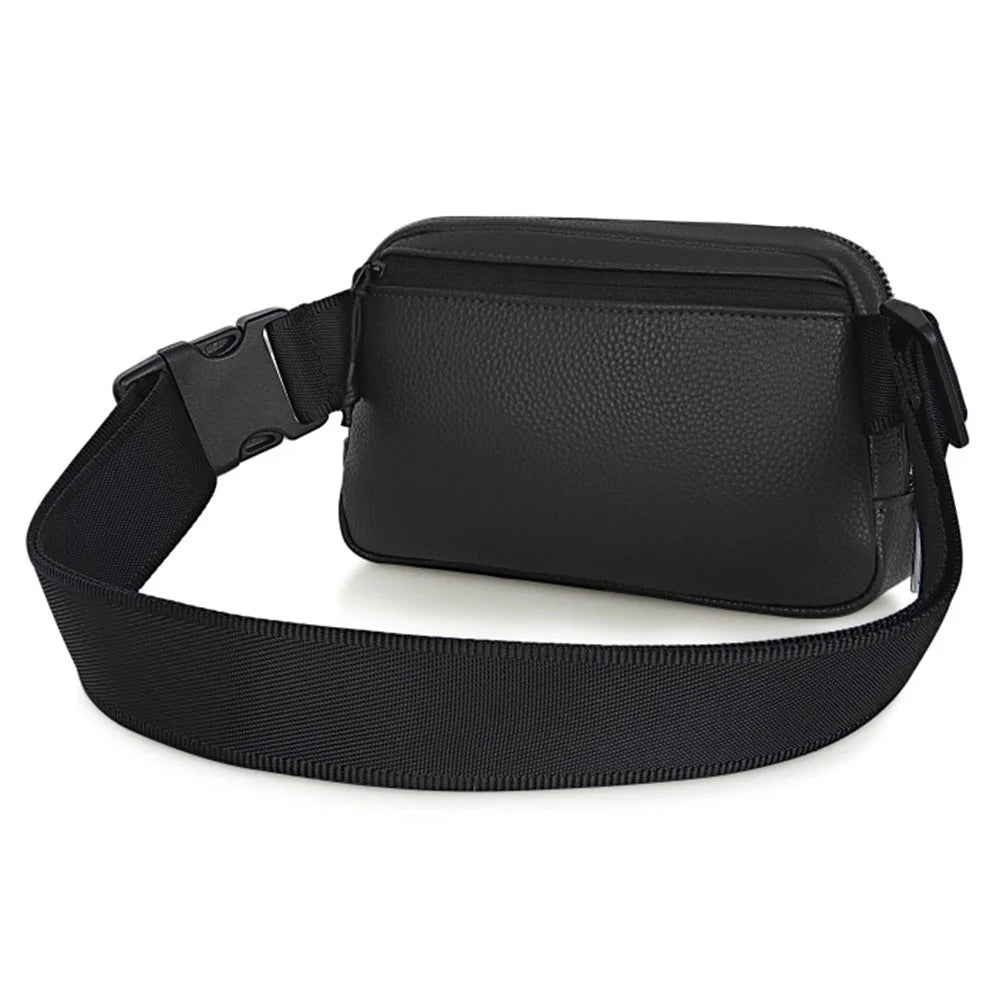 WIWU LULU Unisex Single Shoulder Bag Casual PU Leather Crossbody Bag - Black - 2