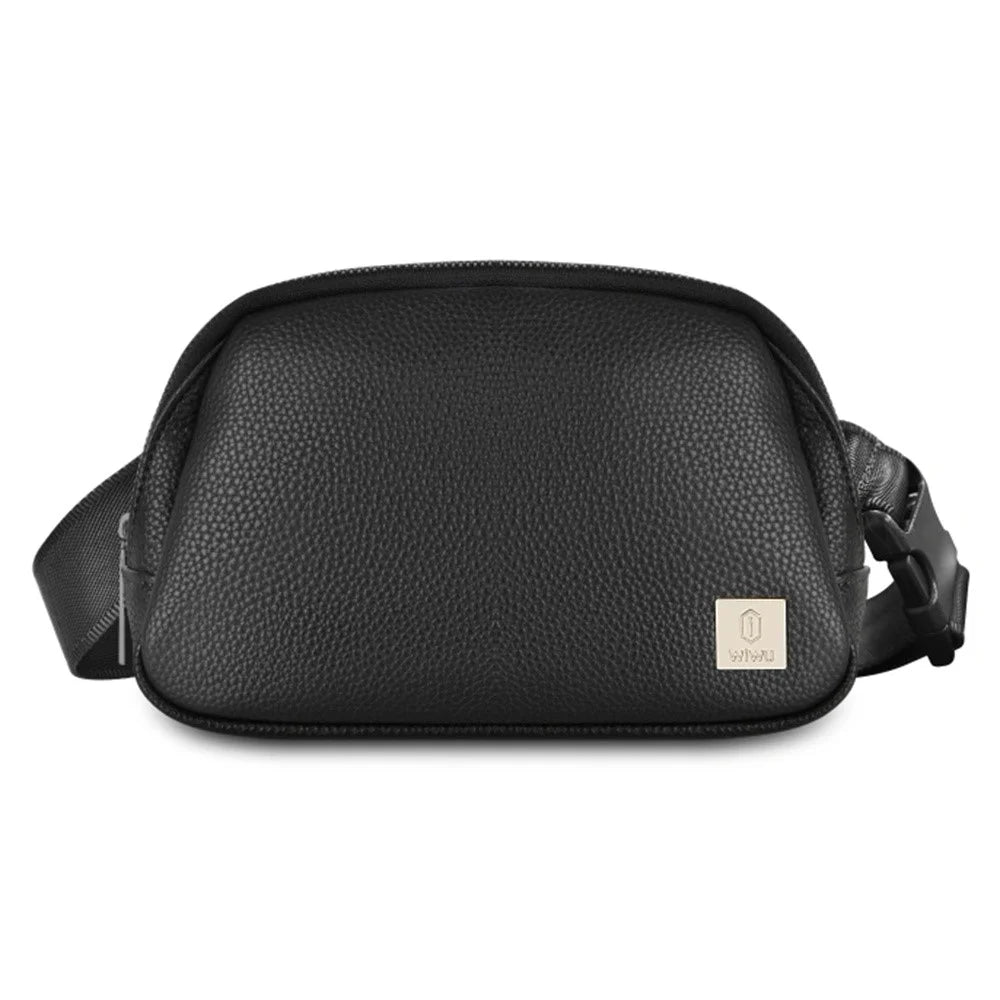 WIWU LULU Unisex Single Shoulder Bag Casual PU Leather Crossbody Bag - Black - 3