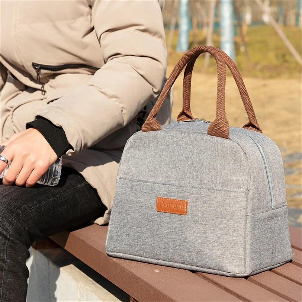 HEOPONO Stylish Insulated Lunch Tote Bag Oxford Cloth Bento Box Cooler Bag - Flower - 2