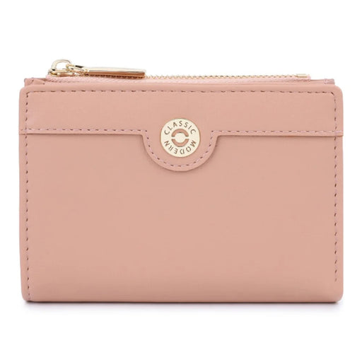 TAILIAN T2602-340 Women PU Leather Bi-fold Short Wallet Zipper Coin Purse - Deep Pink - 1