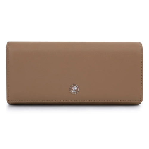 TAILIAN T88200-374 Flower Decor Fashion Women Clutch PU Leather Long Purse - Apricot - 1
