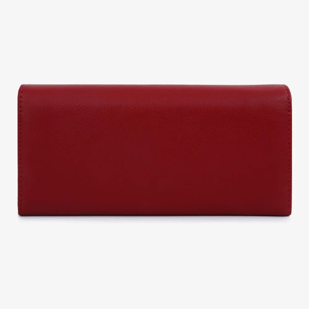 TAILIAN T88200-374 Flower Decor Fashion Women Clutch PU Leather Long Purse - Apricot - 4