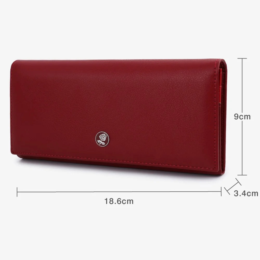 TAILIAN T88200-374 Flower Decor Fashion Women Clutch PU Leather Long Purse - Apricot - 7