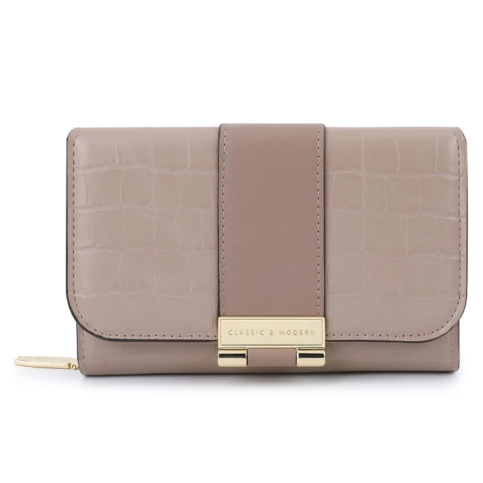 TAILIAN T2713-030 Crocodile Texture Women Wallet PU Leather Zipper Pocket Clutch Bag - Taupe - 1