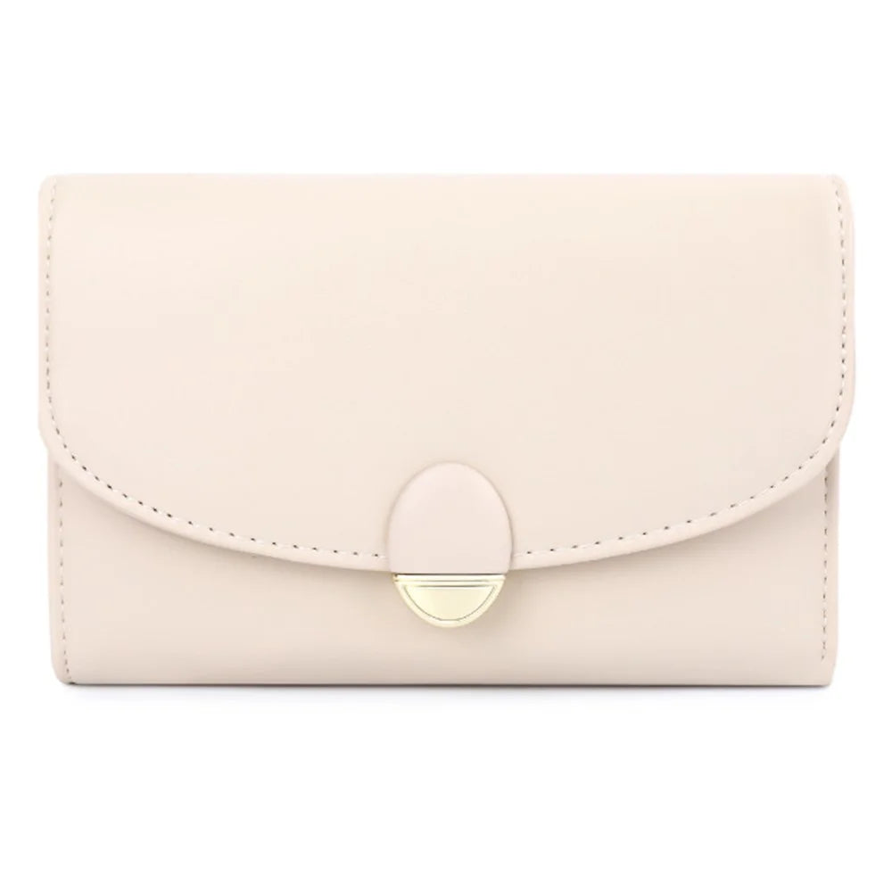 TAILIAN T6223-028 PU Leather Wallet Women Card Cash Holder Folding Purse - Beige - 1