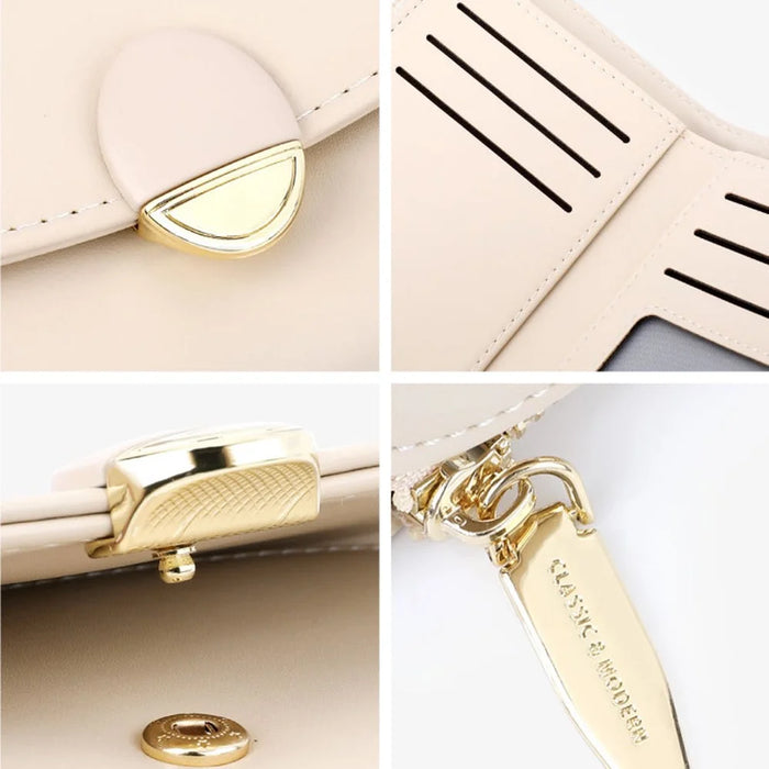 TAILIAN T6223-028 PU Leather Wallet Women Card Cash Holder Folding Purse - Beige - 6
