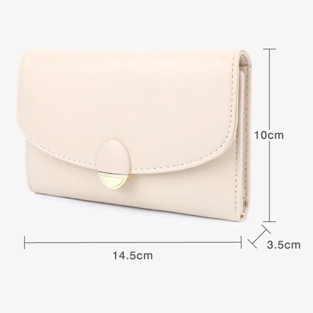 TAILIAN T6223-028 PU Leather Wallet Women Card Cash Holder Folding Purse - Beige - 7