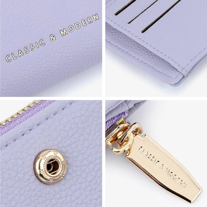 TAILIAN T2051-006 Litchi Texture PU Leather Women Short Wallet Folding Purse - Purple - 7
