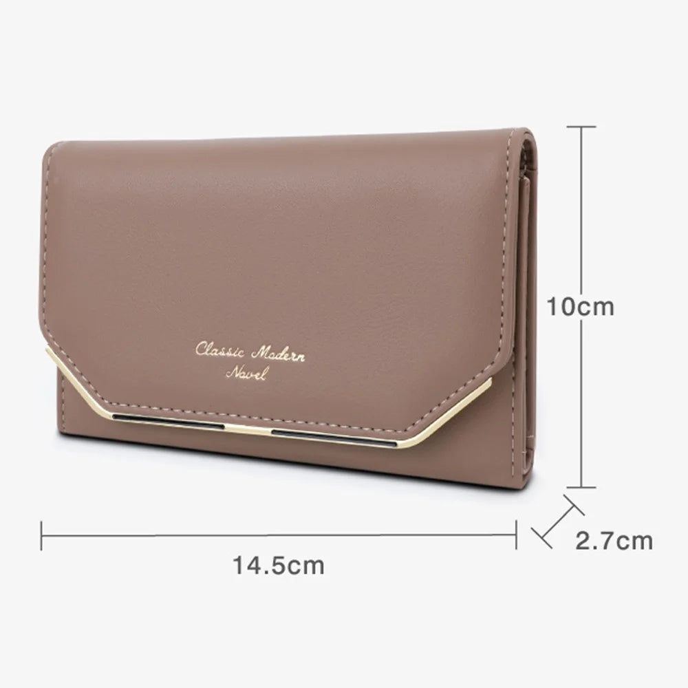 TAILIAN T6223-009 Vintage Wallet PU Leather Trifold Purse Zipper Coins Pouches - Red - 7