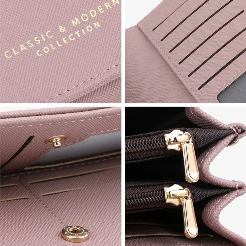 TAILIAN T5540-001 Women's Wallet Cross Texture PU Leather Coin Purse Bag - Grape Purple - 6