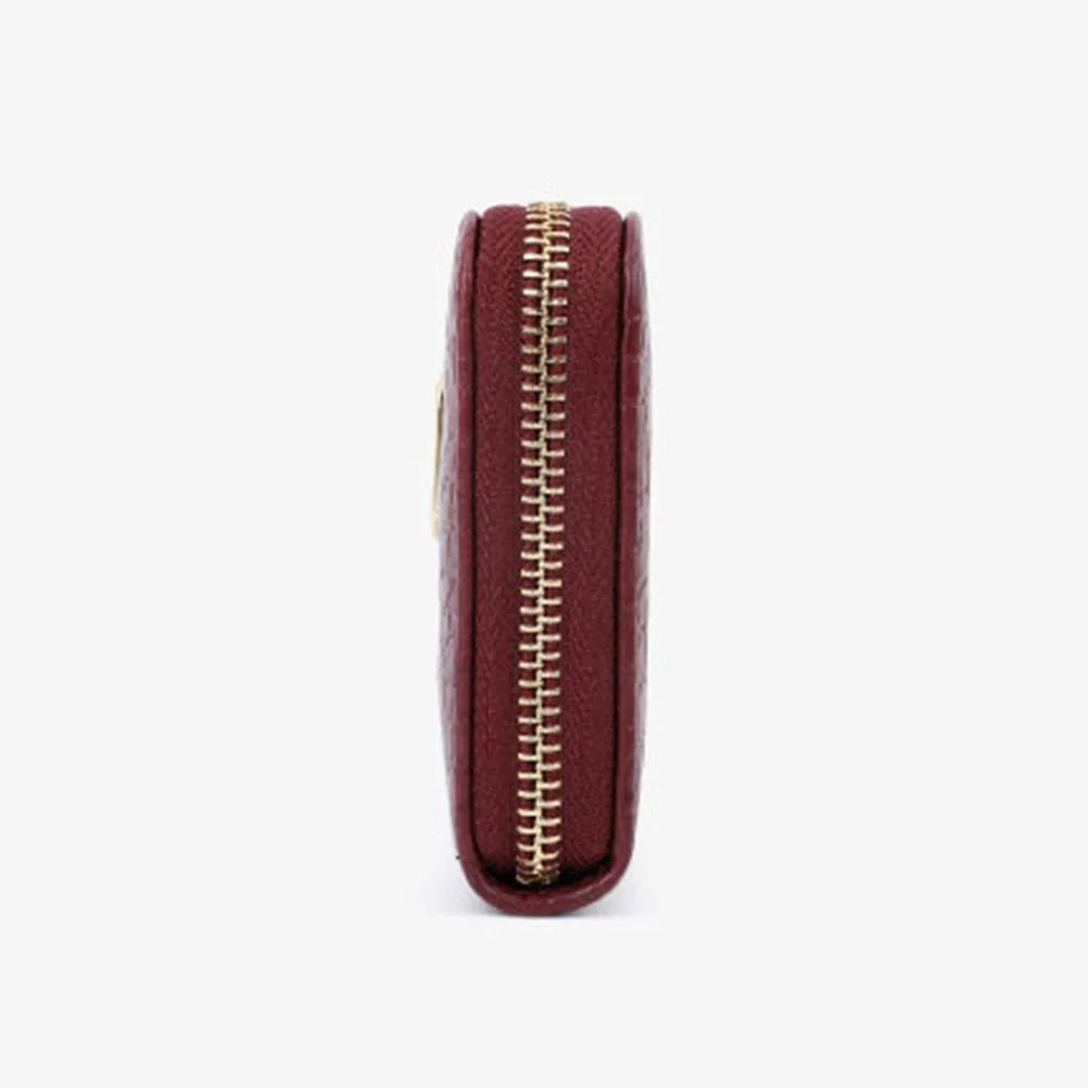 TAILIAN T9612-114 Leather Wallets Long Zipper Card Organiser Crocodile Texture Purse - Wine Red - 5